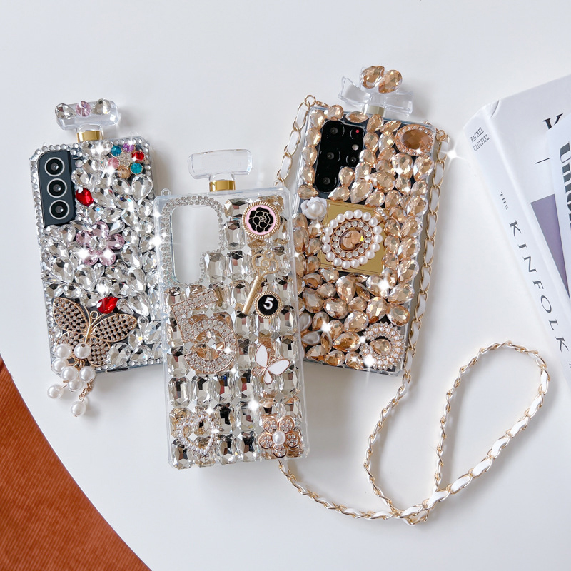 Perfume Quotes - Crossbody Rhinestone Perfume Bottle Shape Phone