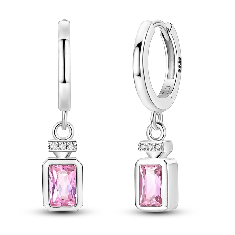 Perfume Fine Fragrance - 925 Sterling Silver Earrings Women Pink