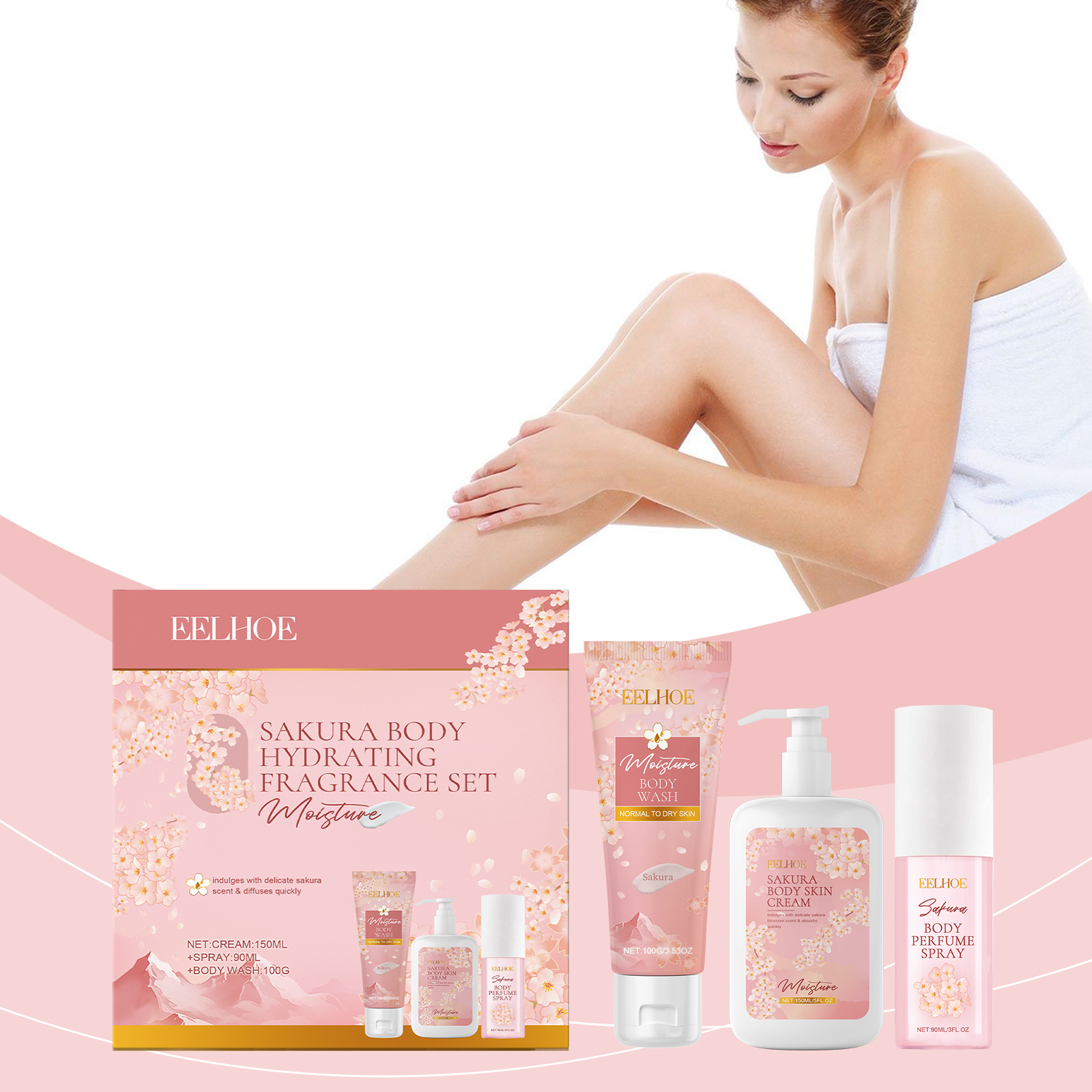 Perfume Fragrance Body Lotion - Sakura Flower Body Skin Care Set